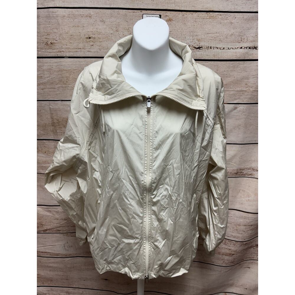 Athleta Womens Windbreaker Jacket Size Medium Cream Lightweight Full Zip